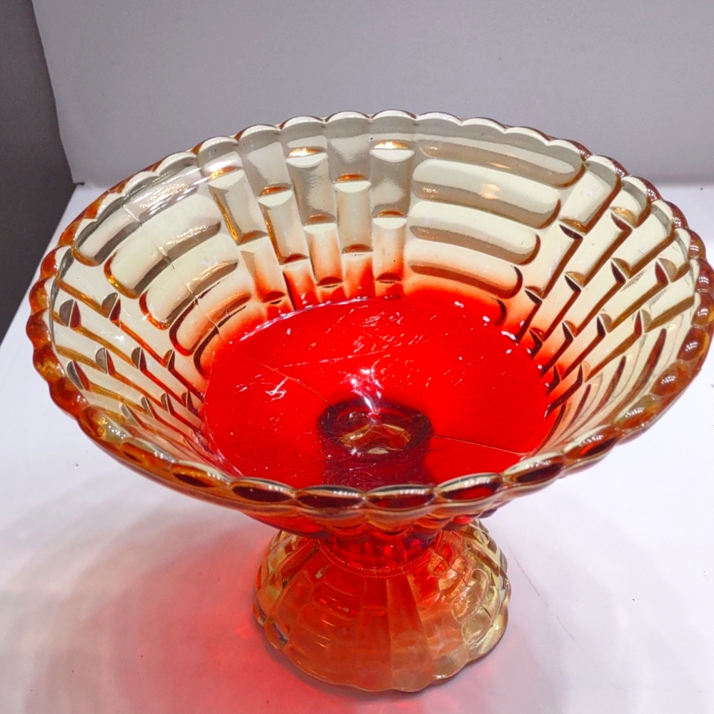 Vint. Jeanette Depression Glass Footed Fruit Bowl